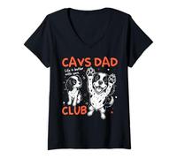 Mujer Día del Padre de los Cavs Dad Club King Charles Cavalier Dog Dad Man Camiseta Cuello V
