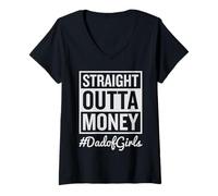 Mujer Día del Padre Directamente Fuera del Dinero #DadOfGirls Camiseta Cuello V