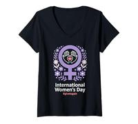 Mujer Día Internacional de Concienciación sobre la Iguald Camiseta Cuello V
