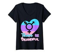 Mujer Día Internacional de Visibilidad Trans TDOV Las Vidas Trans importan TDOR Camiseta Cuello V