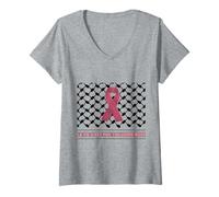 Mujer Día Internacional del Cáncer Octubre Rosa Palestina Apoyo Gratis Camiseta Cuello V