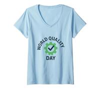 Mujer Día Mundial de la Calidad - Celebra la Excelencia | Regalo en el Lugar de Trabajo Camiseta Cuello V