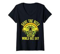 Mujer Día Mundial de las Abejas - Save The Bees Día Mundial de las Camiseta Cuello V