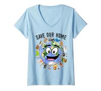 Mujer Día Mundial de los Animales Vida Silvestre Mundial Salvar la Tierra Camiseta Cuello V