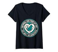 Mujer Día Nacional Abraza a tu Gato 4 de Junio Amantes de los Gatos Retro Vintage Camiseta Cuello V