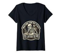 Mujer Día Nacional del Jefe de Hombres Esperando a Mi Personal Empleador Divertido Camiseta Cuello V