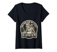 Mujer Día Nacional del Jefe de Mujeres Esperando a Mi Personal Empleador Divertido Camiseta Cuello V