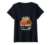 Mujer Día Turno UCI Enfermera Corriendo En Vacío Retro Camiseta Cuello V