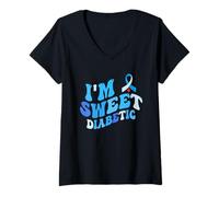Mujer Diabetes Diciendo Hombres Mujeres Concientización sobre la Diabetes Dulce Diabético Camiseta Cuello V