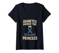 Mujer Diabetes Seleccionó Mal Princesa Tipo 1 Diabetes Diabetes Diabético Camiseta Cuello V