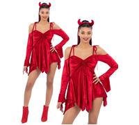 Mujer Diablo Vestido Halloween Sexy Rojo Demonios Disfraz Adultos GB 8-18
