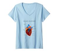 Mujer Diagrama de anatomía del corazón humano Camiseta Cuello V
