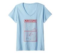 Mujer Diagrama de Piezas de camión Elevador de construcción de Modelos Meccano Retro Camiseta Cuello V