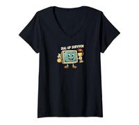 Mujer Dial-Up Survivor Retro Computer Internet Nostalgia Camiseta Cuello V
