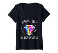 Mujer Diamante en Bruto: diseño Inspirador de Gemas Coloridas Camiseta Cuello V