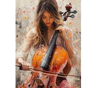 Mujer Diamond Painting Kit Completo, 5D Diamond Painting Violonchelo Pintura Diamante Niños DIY Cristal Strass Punto de Cruz Manualidades Puzzle Diamantes, Decoración Hogar Regalos 100x135cm d7-23K