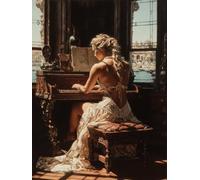 Mujer Diamond Painting, Piano 5D Diamond Painting Adultos, DIY Kit Manualidades Adultos, DIY Punto de Cruz Cuadro Diamante, Primavera Regalo, Pintura de Diamante Kits, Home Decoration 100x135cm 4-9589