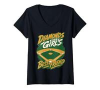Mujer Diamonds Are A Girl'S Best Friend Baseball & Softball Camiseta Cuello V