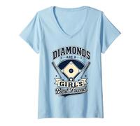 Mujer Diamonds Are A Girl'S Best Friend Baseball & Softball Camiseta Cuello V