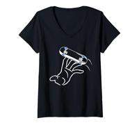 Mujer Diapasón Trick Skateboard Trick Jump Camiseta Cuello V
