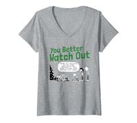 Mujer Diary of a Wimpy Kid u Better Watch out Pinchy Christmas Camiseta Cuello V