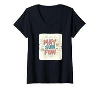 Mujer Días brillantes y declaraciones más brillantes para los amantes de mayo Camiseta Cuello V