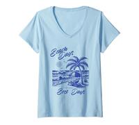 Mujer Días de Playa Los Mejores días - Tropical Beach Bliss Camiseta Cuello V