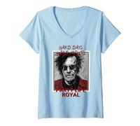 Mujer Días Duros, Noches duras, Fiestas, Vida Real, Genial, Abuelo Camiseta Cuello V, Azul Bebé, XL