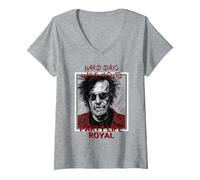 Mujer Días Duros, Noches duras, Fiestas, Vida Real, Genial, Abuelo Camiseta Cuello V, Gris Jaspeado, S