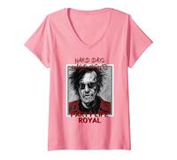 Mujer Días Duros, Noches duras, Fiestas, Vida Real, Genial, Abuelo Camiseta Cuello V, Rosado, XL