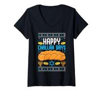 Mujer Días Felices de Challah Camiseta Cuello V