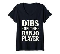 Mujer Dibs En El Banjo Jugador Esposa Novia Socio Camiseta Cuello V