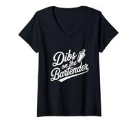 Mujer Dibs En El Bartender Esposa Novia Socio Camiseta Cuello V