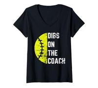 Mujer Dibs On The Coach Funny Softball Wife - Entrenador de béisbol Camiseta Cuello V