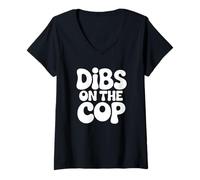 Mujer Dibs On The Cop - Cónyuge Divertido de la policía Camiseta Cuello V
