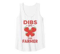 Mujer Dibs On The Farmer Funny Strawberry Women Camiseta sin Mangas