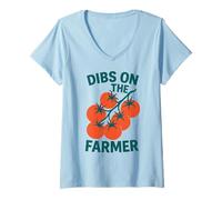 Mujer Dibs on the Farmer Tomate Farm Garden Lovers Camiseta Cuello V