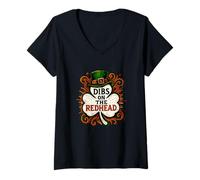 Mujer Dibs on The Redhead Shamrock St Patricks Day - Diseño de San Patricio Camiseta Cuello V