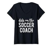 Mujer Dibs On The Soccer Coach Funny Soccer Coach's Wife Camiseta Cuello V