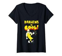 Mujer Dibujar es fresco, plátano Camiseta Cuello V