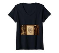 Mujer Dibujo anatómico del corazón Da Vinci Vintage Ciencia Médica Camiseta Cuello V