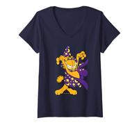 Mujer Dibujo Animado del Mago Garfield Hocus Pocus Trick Treat para Halloween Camiseta Cuello V