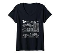 Mujer Dibujo técnico del Coche Deportivo Retro BMH MG MGA Camiseta Cuello V