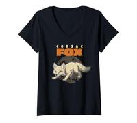 Mujer Dibujos Animados Corsac Fox Raza Animal Amante Lindo Zorros Camiseta Cuello V