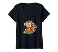 Mujer Dibujos Animados de Pasta de Mono Camiseta Cuello V