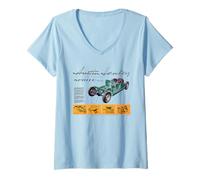 Mujer Dibujos técnicos Retro Austin-Healey Sprite MKII Camiseta Cuello V