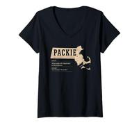 Mujer Diccionario Packie Massachusetts Argot Boston Humor Local Camiseta Cuello V