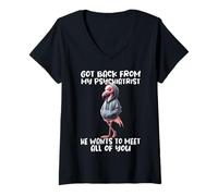 Mujer Dicho De Flamenco Psiquiatra Regresé De Mi Camiseta Cuello V