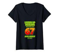 Mujer Dicho Divertido Escucha Rizzlers Esta Alma Tiene 67 Aura Energía Camiseta Cuello V