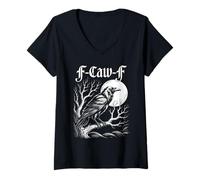 Mujer Dicho divertido F CAW F Cuervo Cuervo Bird Broma Sarcasmo Mujeres Hombres Camiseta Cuello V